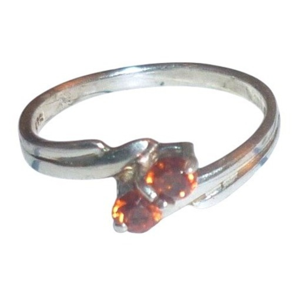 Sterling Silver Smoky Quartz Bypass Ring Size 2 .925 Two‎ Stone Crossover Band